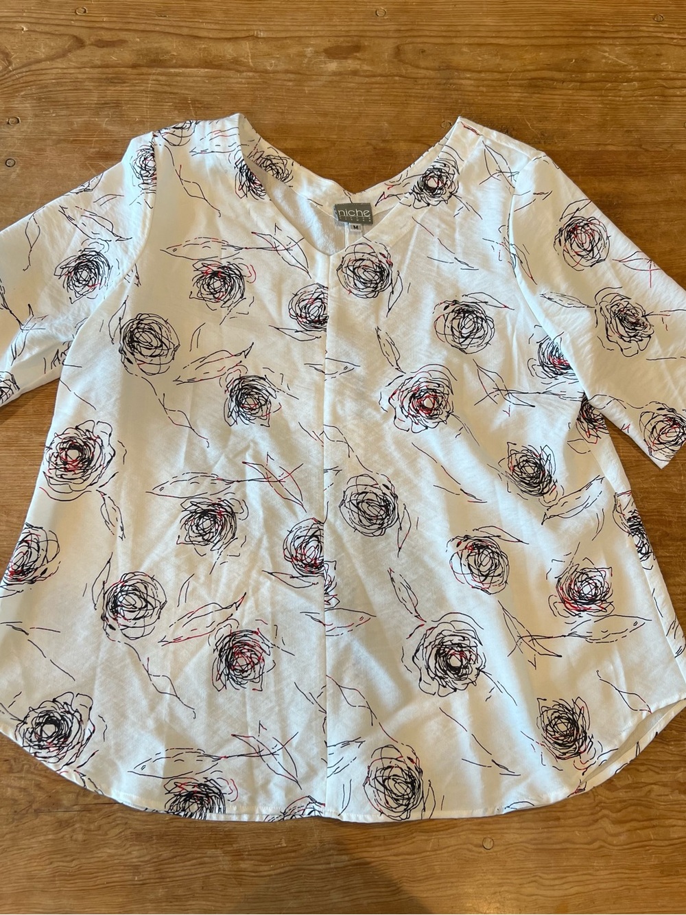 Floral Sketch Print White Blouse